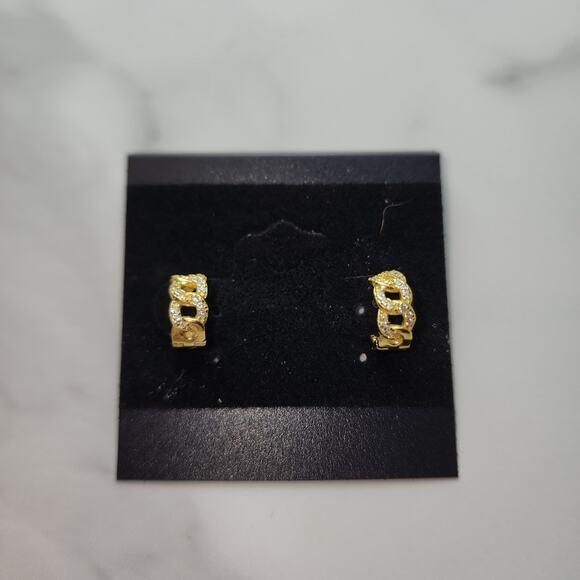 Sterling Silver Gold Plated Rhinestone Earrings - Picture 4 of 5